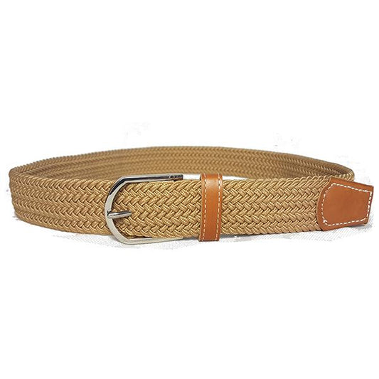 OSCAR - Mens Beige Woven Cotton Elastic Belt - BeltNBags