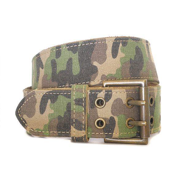PARKER - Mens Khaki Canvas & Leather Belt - BeltNBags
