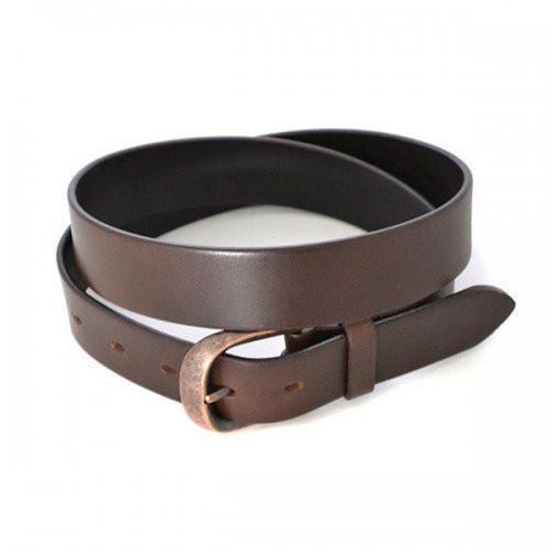 PEDRO - Mens Brown Leather belt with Antique Copper Buckle - BeltNBags