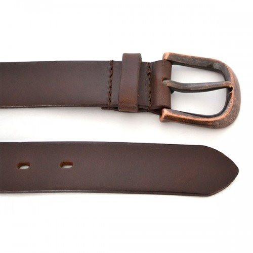 PEDRO - Mens Brown Leather belt with Antique Copper Buckle - BeltNBags