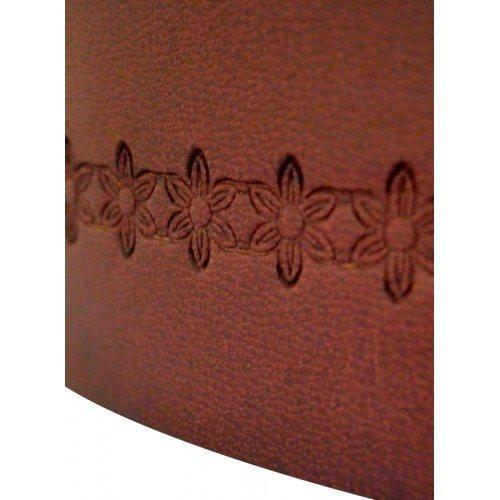 PATIA - Womens Tan Embossed Flower Pattern Leather Belt - BeltNBags