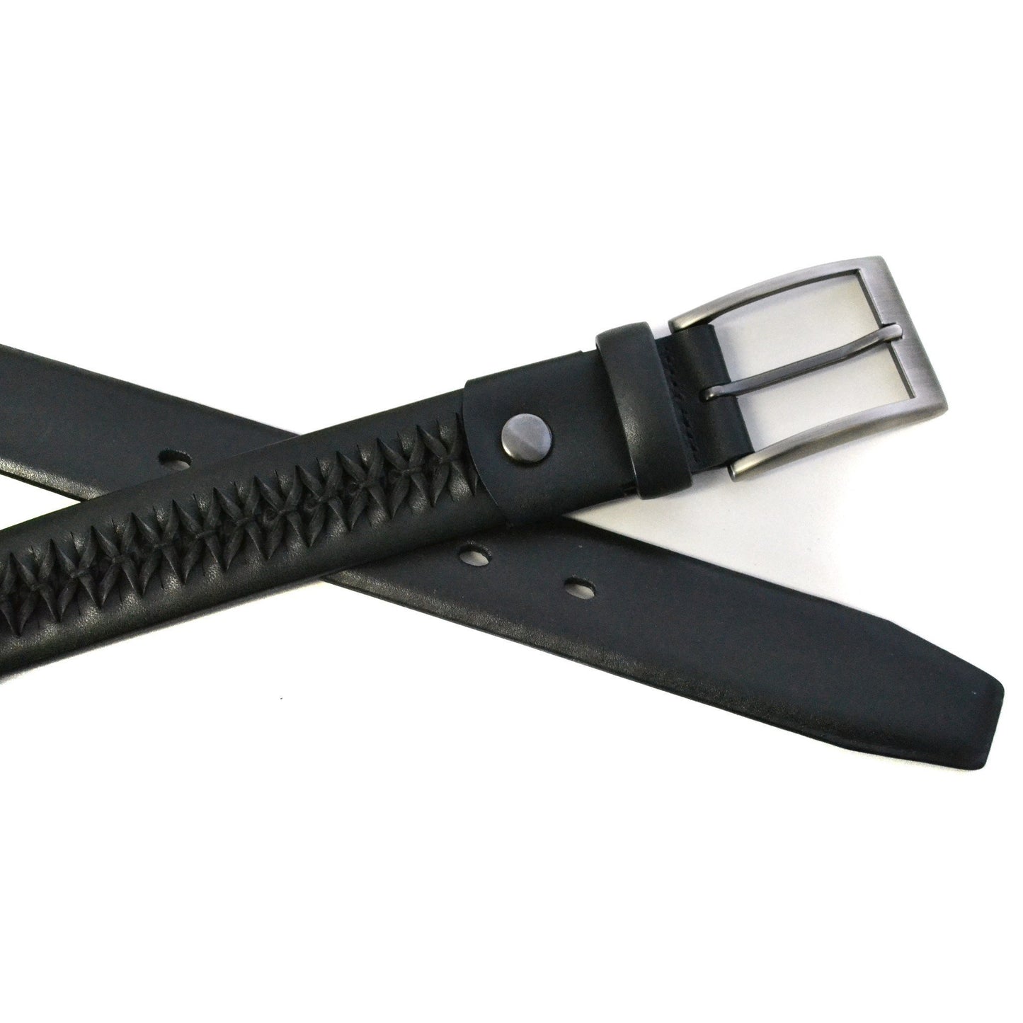 ROBERTO - Mens Black Leather Belt - BeltNBags