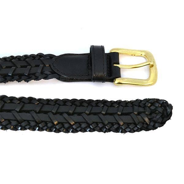 RIETERS - Mens Black Leather Plait Belt - BeltNBags