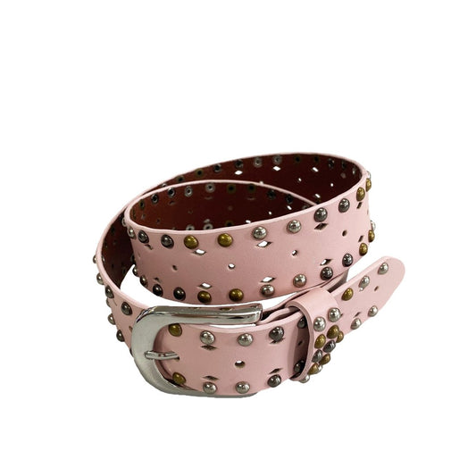 VIOLET- Girls Pink Genuine Leather Belt with Silver Buckle