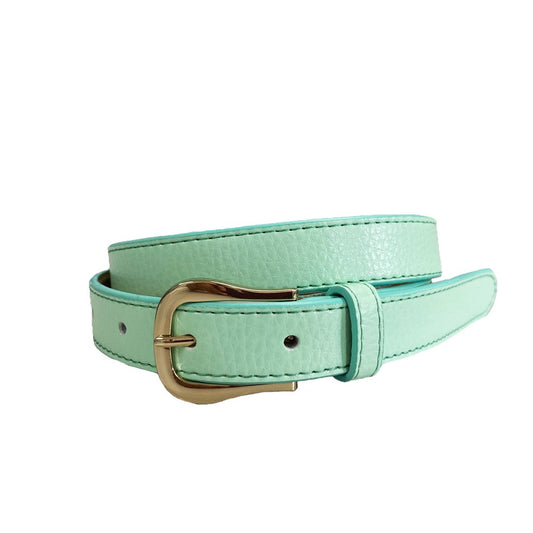 CHLOE- Girls Light Green Genuine Leather Belt with Golden Buckle