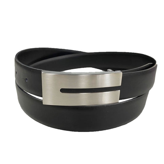 JOSHUA - Mens Black Genuine Leather Dress Belt