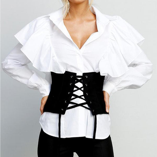 ARCADIA - Grey Addison Road Suede Corset Waist Belt Cincher Style  - Belt N Bags