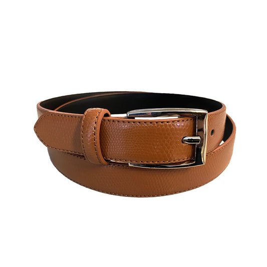 BRIDGET - Women Tan Genuine Leather Belt with Silver Pin Buckle - Belt N Bags