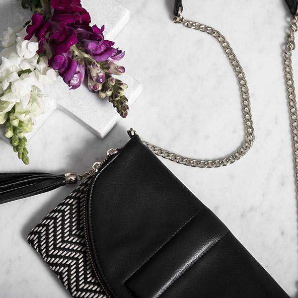 CHISWICK - Addison Road Black & White Weave Crossbody Bag - Belt N Bags