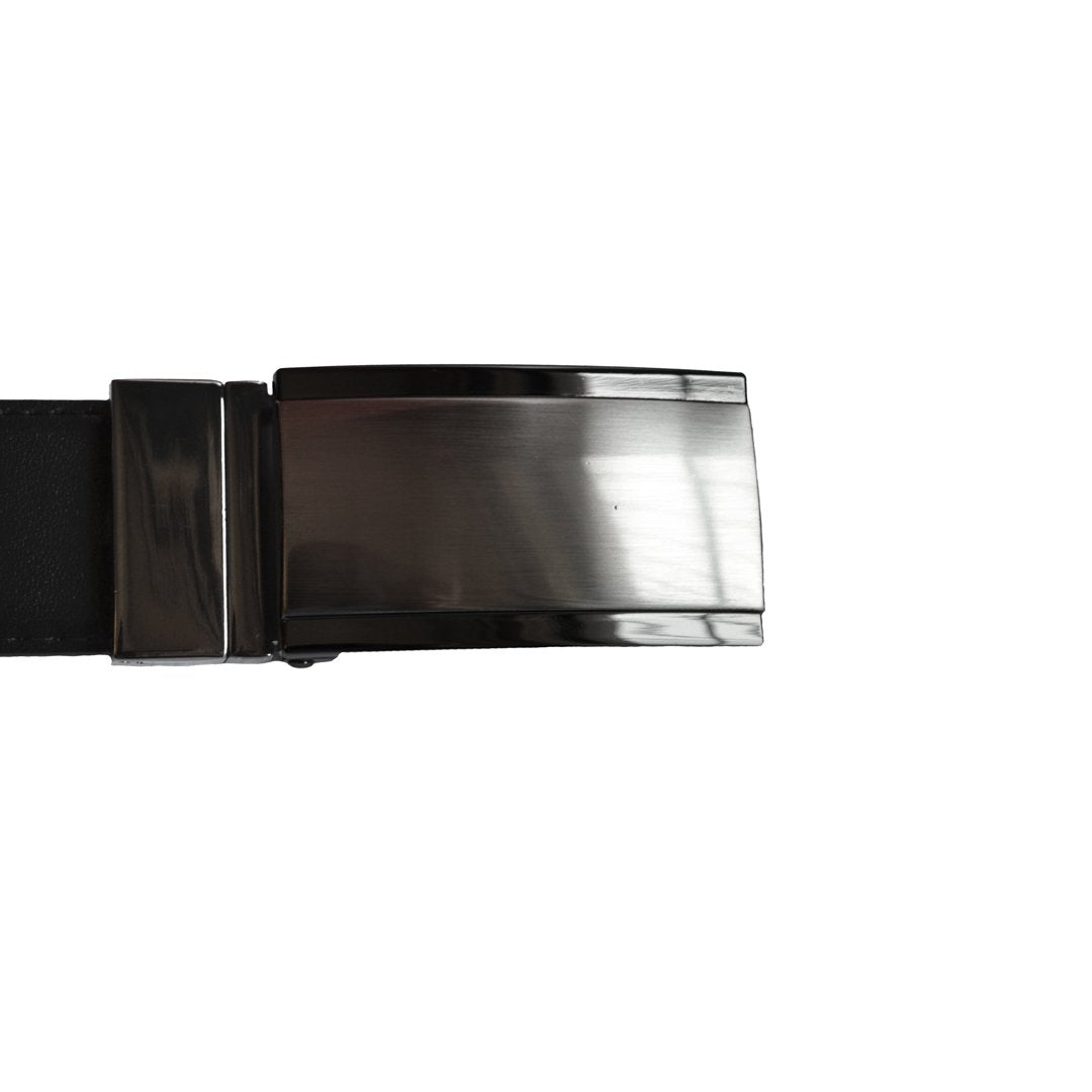 DAN- Men's Black Patent Genuine Leather Belt with Shield Buckle