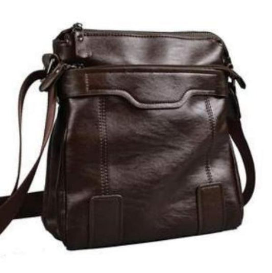 DARREN - Mens Brown Faux Leather Crossbody Bag - Belt N Bags