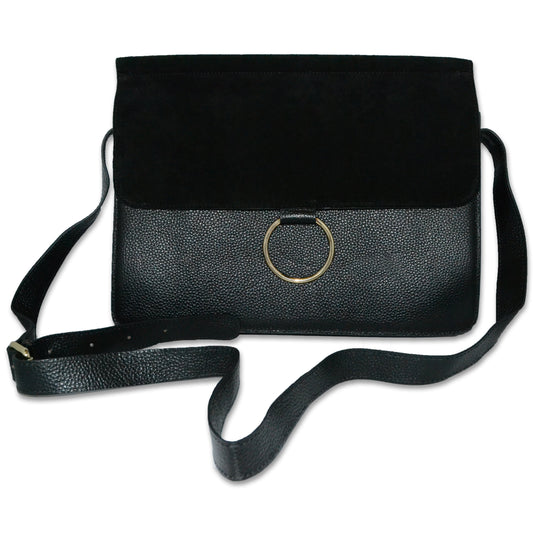 LEICHHARDT- Addison Road Pebbled Leather & Suede Shoulder Bag - BeltNBags