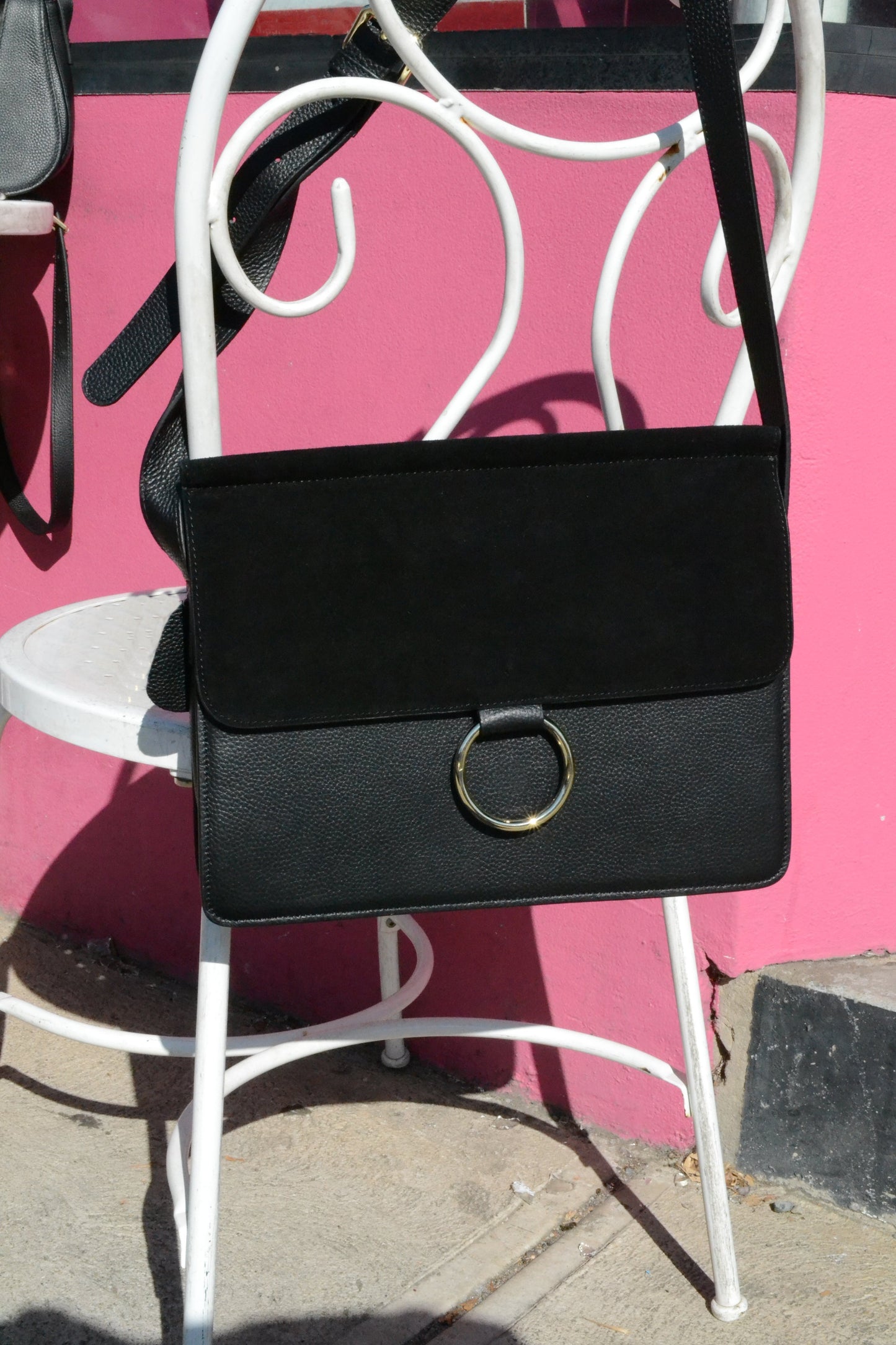 LEICHHARDT- Addison Road Pebbled Leather & Suede Shoulder Bag - BeltNBags