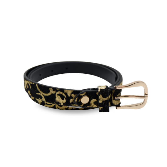Lorna Women's Black with Gold Print Belt