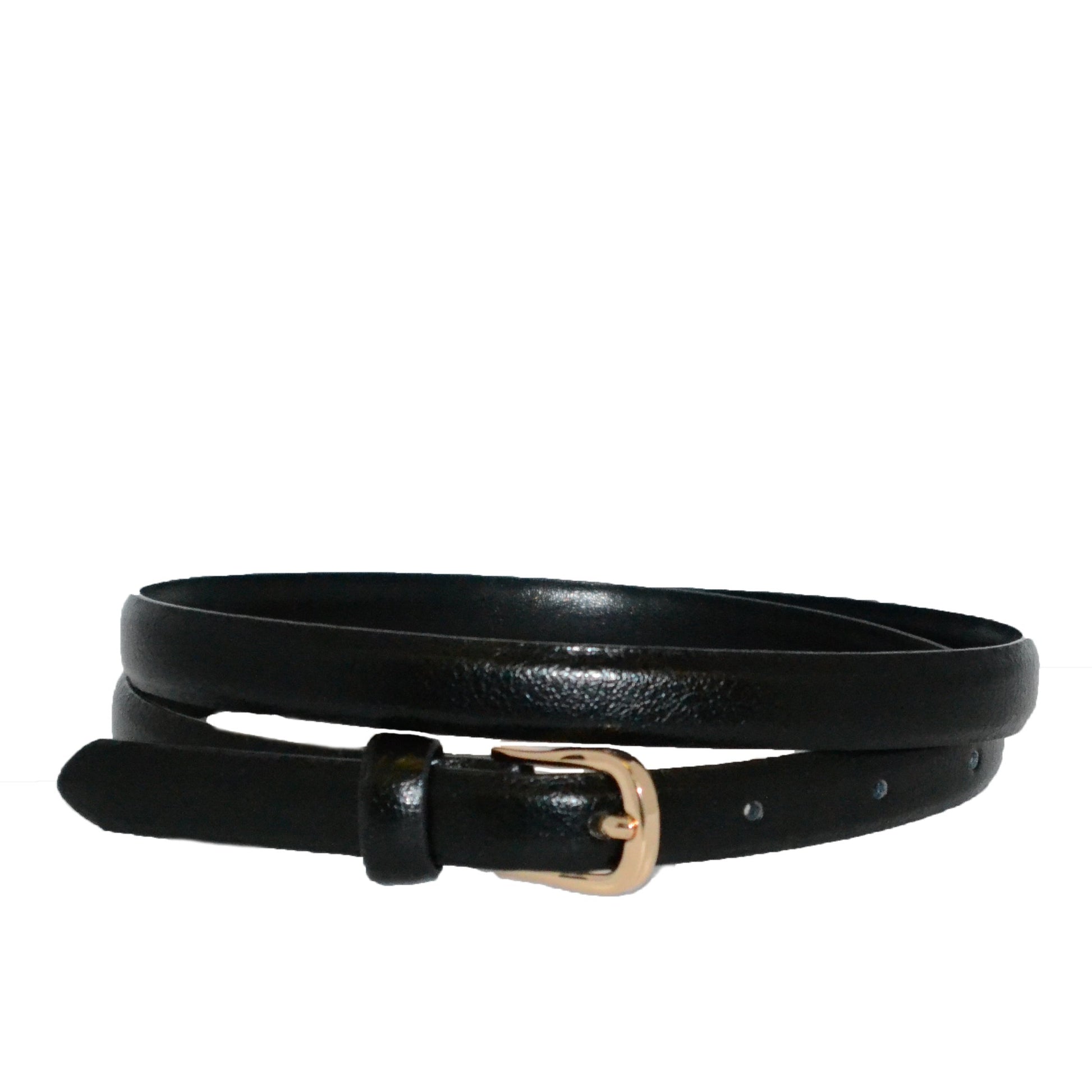 PIPER - Womens Black Genuine Leather Skinny Belt - BeltNBags
