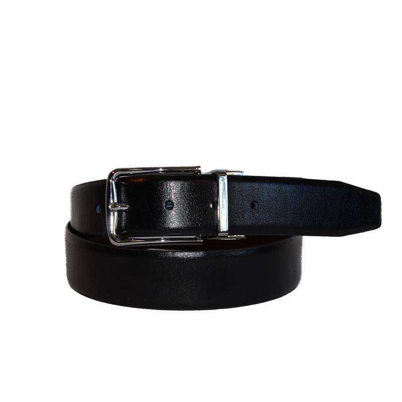 STEFANO - Mens Black and Brown Reversible Genuine Leather Belt