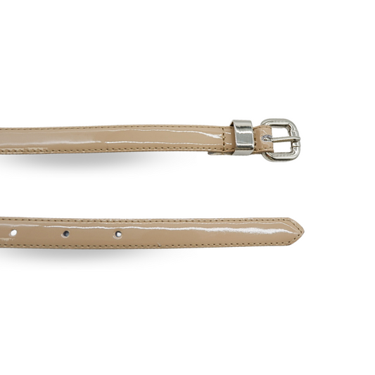 CARRIE - Womens Beige Leather Patent Belt