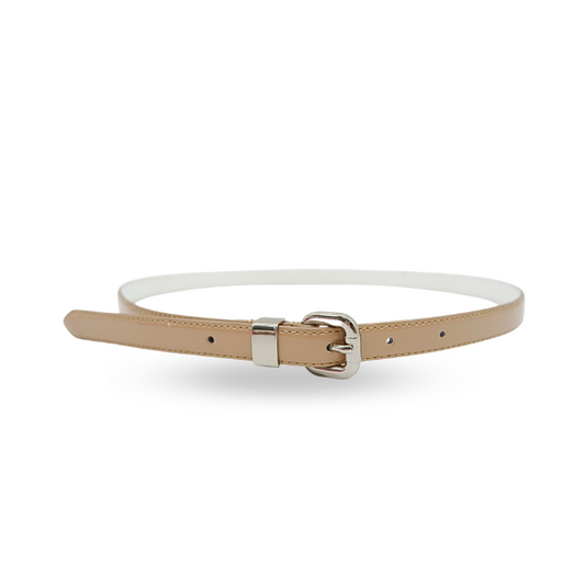 CARRIE - Womens Beige Leather Patent Belt