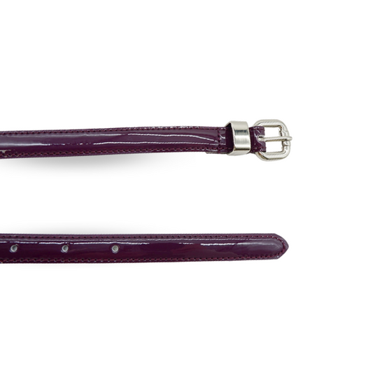 CARRIE -  Womens Purple Patent Skinny Leather Belt with Silver Buckle