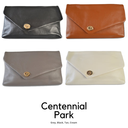 Centennial Park - Womens  Pebbled Leather Clutch Bag