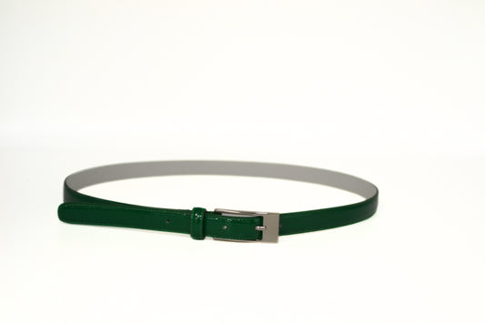 LACEY - Womens Dark Forest Green Patent Leather Belt