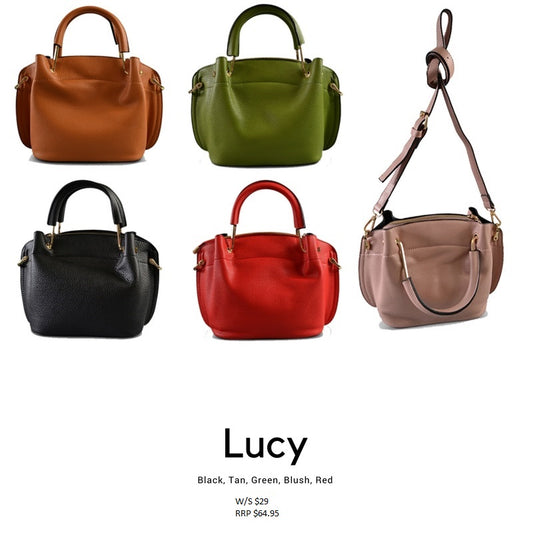 Lucy  Vegan Pebbled Leather Soft Handle Bag