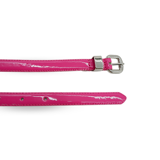 CARRIE - Womens Pink Patent Skinny Leather Belt