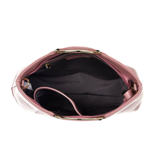 Millfield - Womens Pink Leather Ring Handle Tote Shoulder Crossbody Bag - BeltNBags