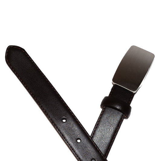 Mateo- Dark Brown Genuine Leather Boys Belt with Shield Buckle