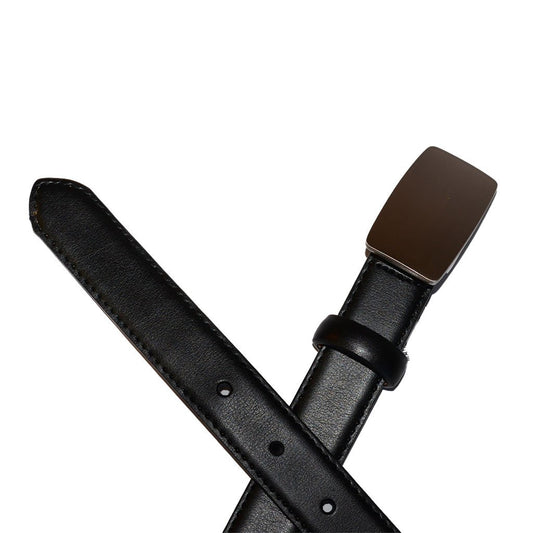 MATEO- Black Genuine Leather Boys Belt with Shield Buckle