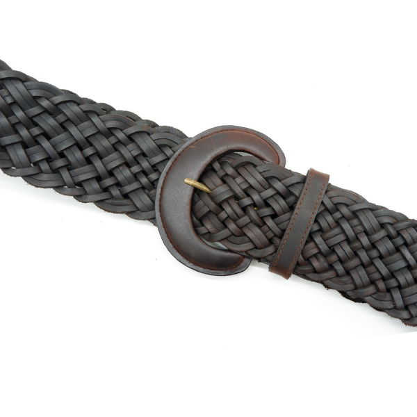 BELINDA - Womens Chocolate Leather Plaited Belt
