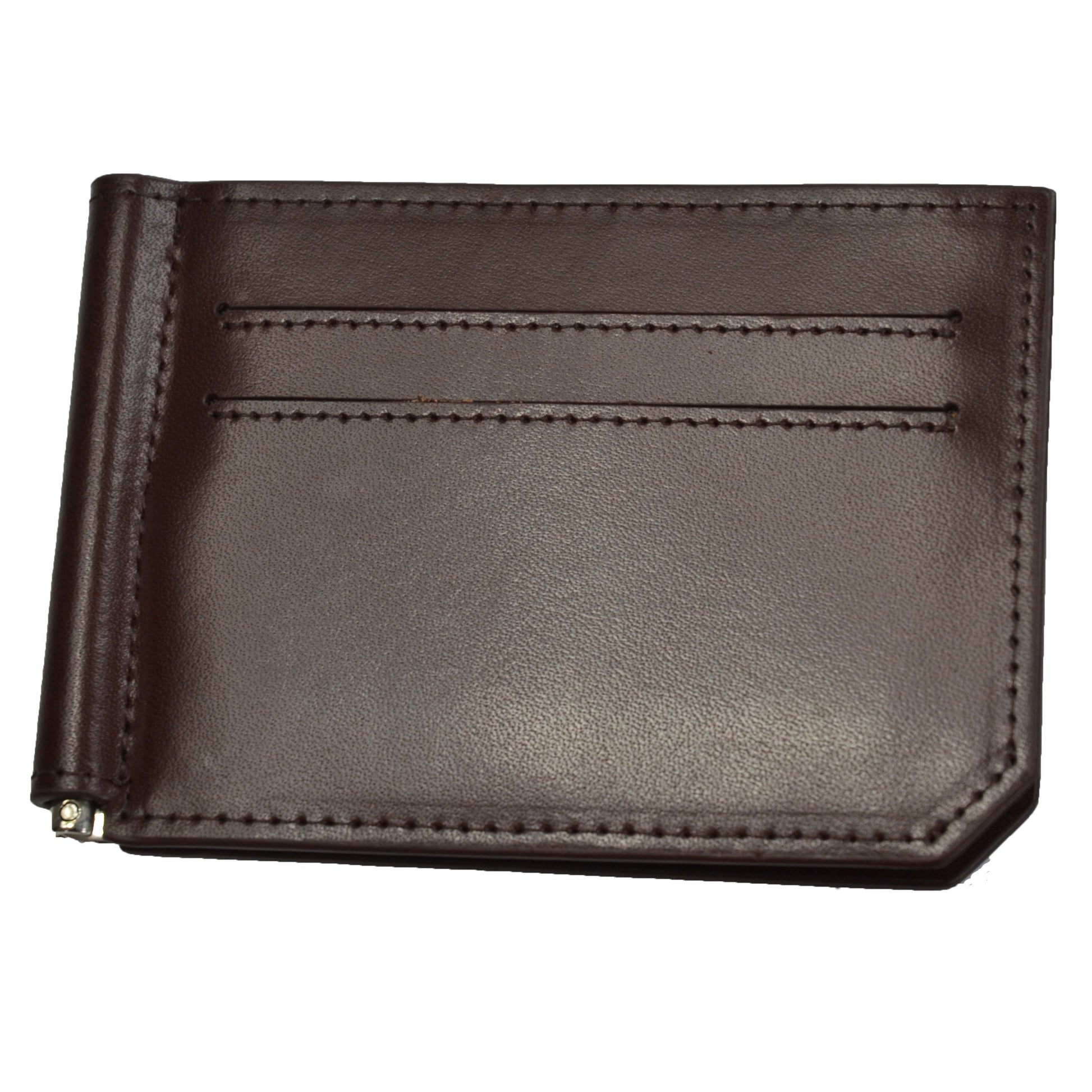 APOLLO - Mens Brown Leather Card Holder Thin Money Clip Wallet  - Belt N Bags