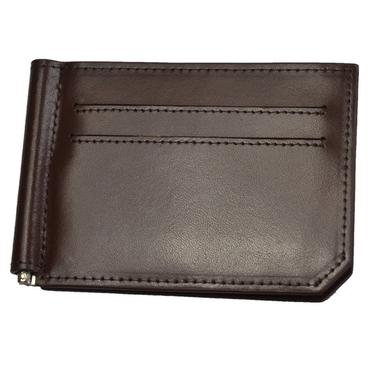 APOLLO - Mens Brown Leather Card Holder Thin Money Clip Wallet  - Belt N Bags