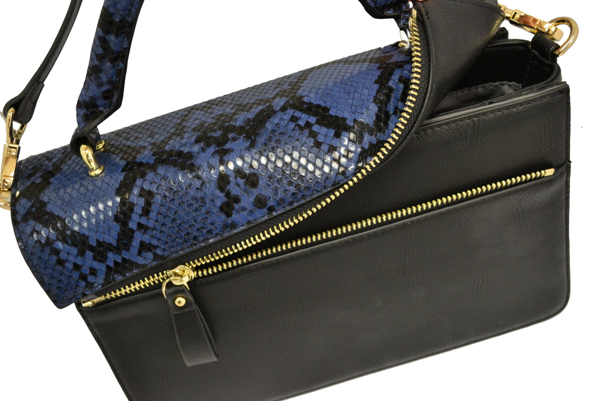 Billie  - Snakeskin Faux Leather Crossbody with Interchangeable Lids  - Belt N Bags