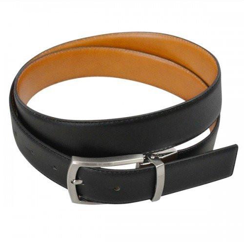 CAMERON - Mens Black & Camel Genuine Leather Reversible Belt  - Belt N Bags