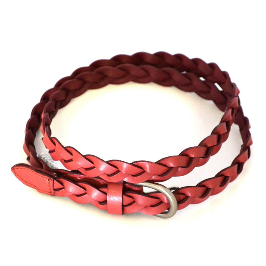 CAROL - Womens Rust Red Genuine Leather Plaited Belt  - Belt N Bags