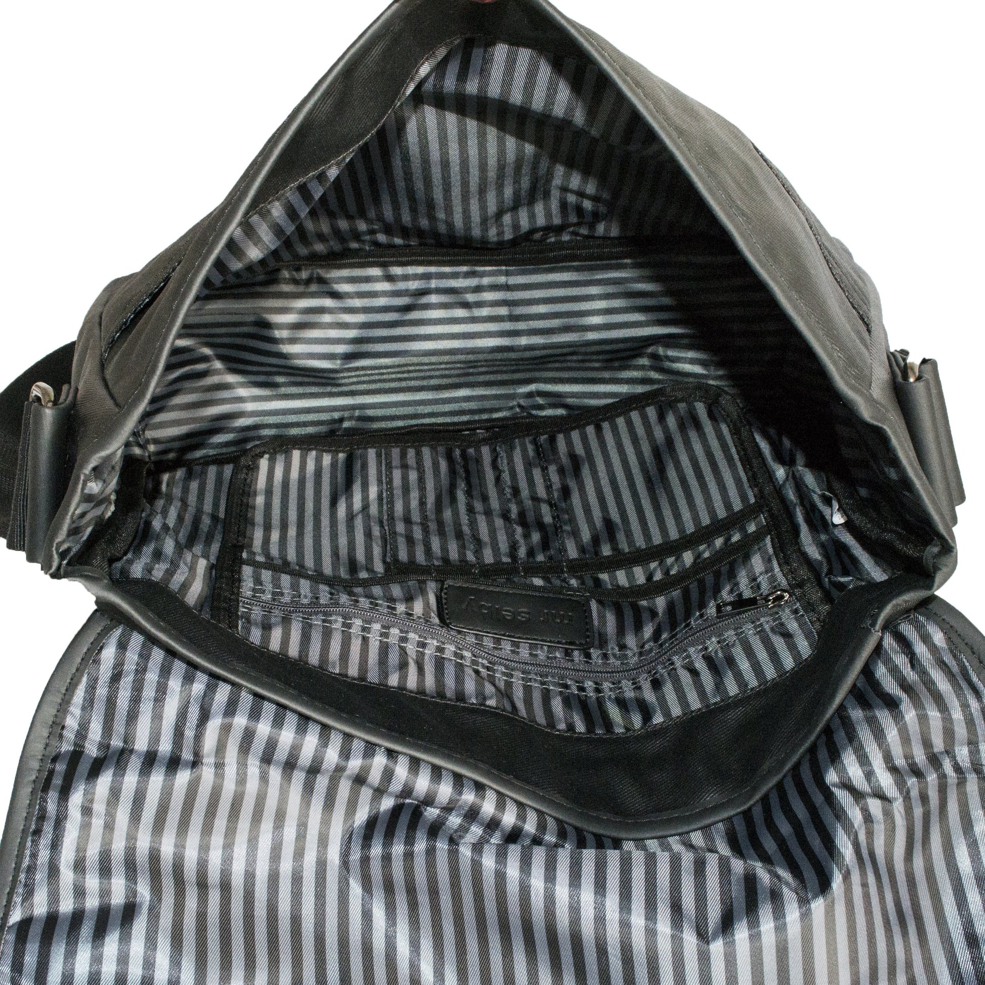 JAMIESON - Mens Black Faux Leather Messenger Satchel Bag - Belt N Bags