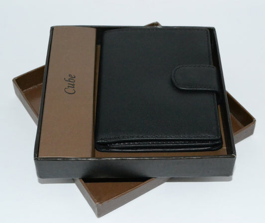 MORTEN -  Mens Black Leather Fold Wallet in Gift Box - BeltNBags