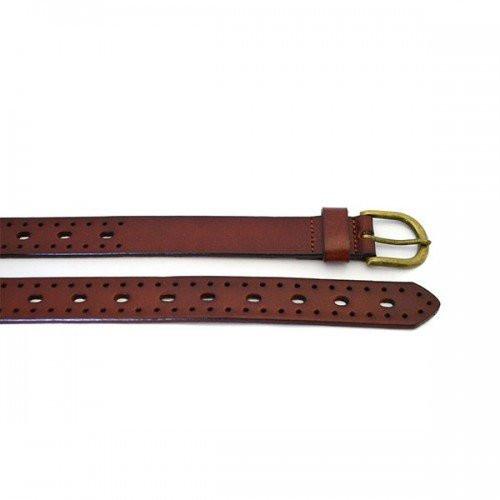 ENID - Womens Garnet Leather Belt with Gold Antique Buckle  - Belt N Bags