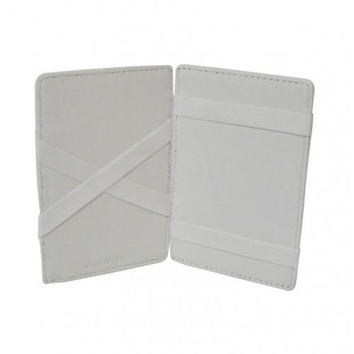 ELLIS - Mens White Genuine Leather Wallet Magic Flip Wallet with Stripes  - Belt N Bags