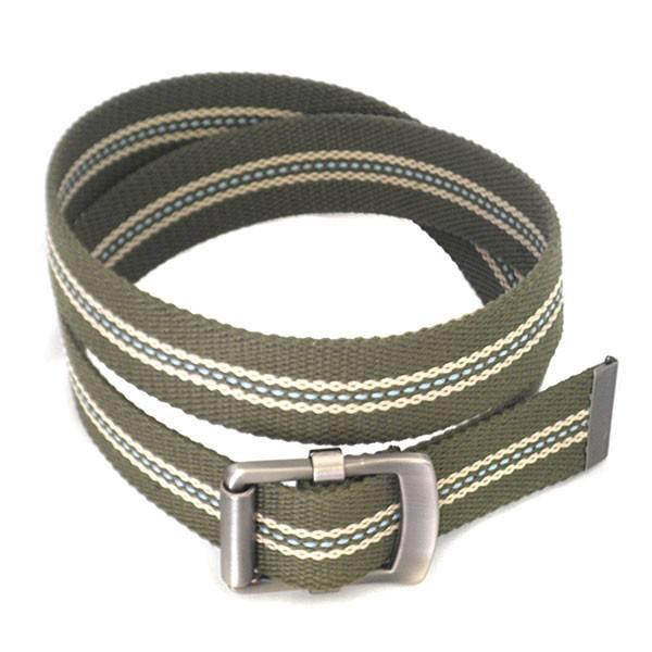 FREDRIK - Mens Khaki & Cream Canvas Webbing Belt  - Belt N Bags