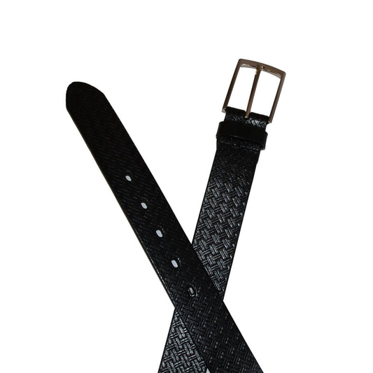 FABIAN - Mens Black Leather Textured Belt  - Belt N Bags