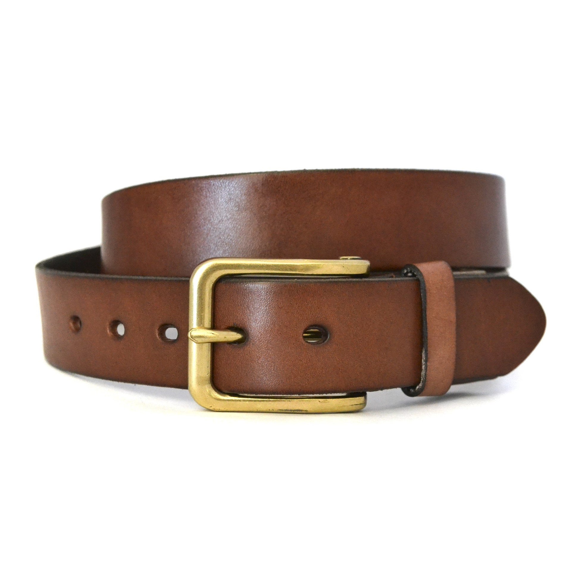 FLORIDA - Mens Tan Genuine Leather Belt with Antique Gold Buckle – The ...