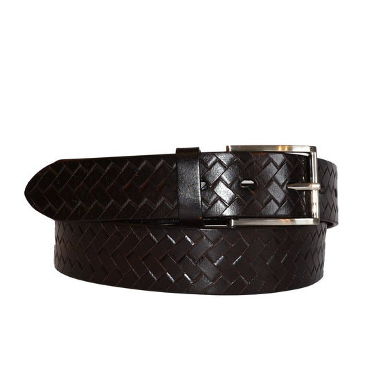 GABRIEL - Mens Dark Brown Leather Textured Belt  - Belt N Bags