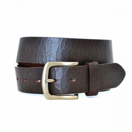 HEATH - Mens Brown Leather Belt with Crackle Finish  - Belt N Bags