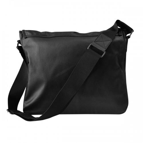 JAMIESON - Mens Black Faux Leather Messenger Satchel Bag - Belt N Bags