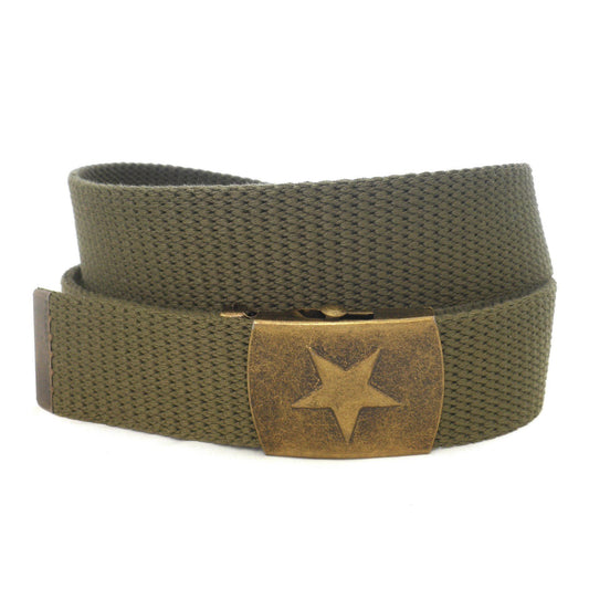 KELSO - Mens Khaki Webbing Belt - Belt N Bags