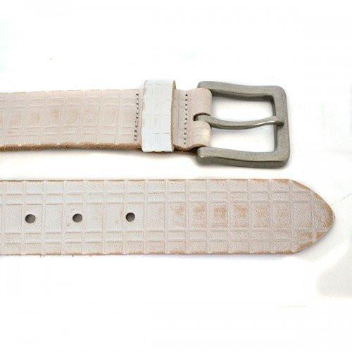 KHALID - Mens Off-White Leather Belt - BeltNBags