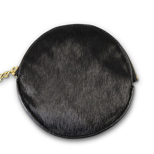 LORN - Ladies Black Calf Hair Key Ring Coin Purse