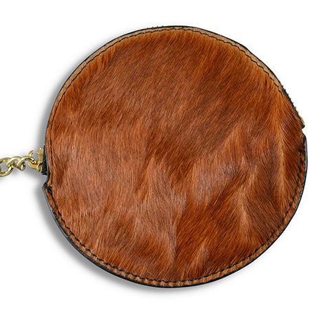 LORN - Ladies Tan Calf Hair Key Ring Coin Purse